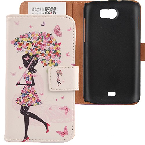 100% nuovo alta qualita. Lankashi Umbrella Girl Design Custodia Portafoglio in PU Pelle Caso Guscio Protettiva Cover con Porta Carte Skin Case per Brondi Gladiator