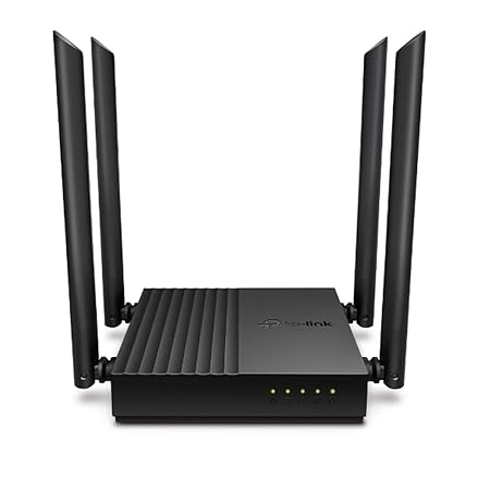 TP-Link Archer C64 AC1200 Dual-Band Gigabit Wi-Fi Router, Wireless Speed up to 1200 Mbps, 4?LAN Ports, 1.2 GHz CPU, Advanced Security with WPA3, MU-MIMO, Beamforming, Black