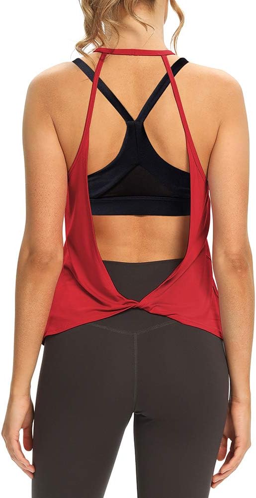 MippoWomens Cropped Workout Tank Tops Open Back Yoga Tank Gym Crop Tops