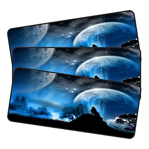 Large Gaming Mouse Pad With Nonslip Base-31.5X11.8X0.15 Inch|Extended Xxl Size, Heavy|Thick, Comfy,Foldable Mat For Desktop, Laptop, Keyboard, Consoles & More By Qsian(Wolf 3Pcs) #TOP4