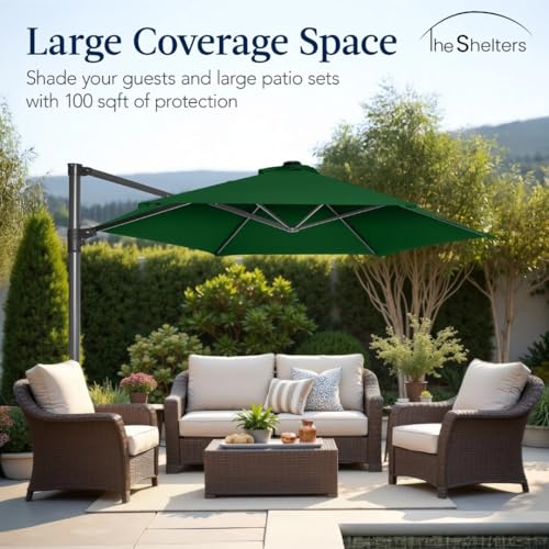 Image of THESHELTERS - Premium Garden Umbrella 360 Degree Rotating Stylish and Durable Outdoor Garden Umbrella with Heavy-duty Water Base (95Kgs)- Patio and Lawn Umbrella, 2.5x2.5m Big Size Outdoor Umbrella with Stand