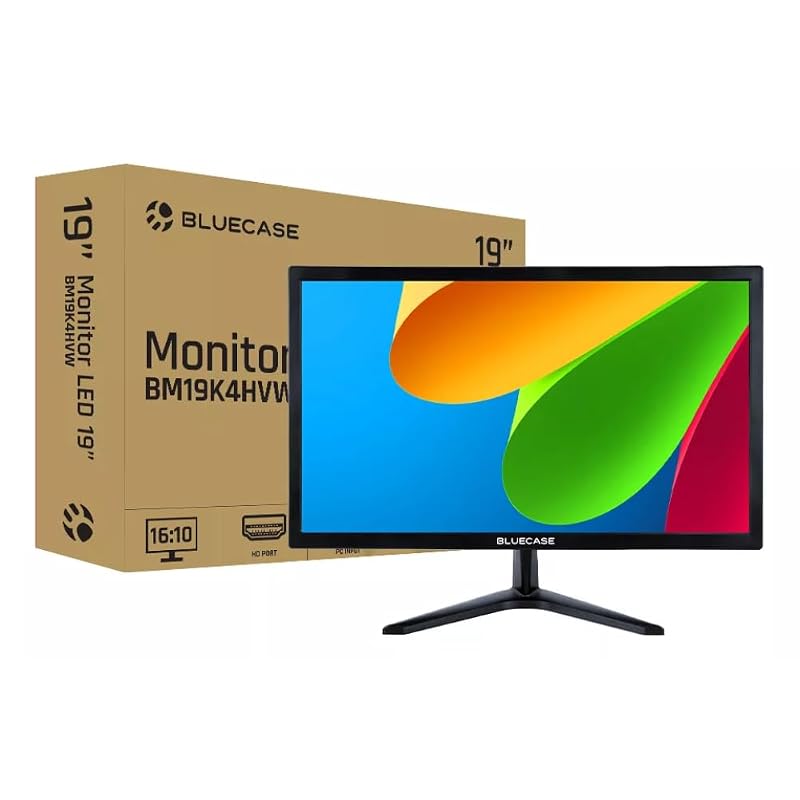 Monitor Bluecase BM19K4HVW, 19 Polegadas, HD 1440x900, LED, Design Slim, Ângulo de Visão Amplo, Cores Vivas