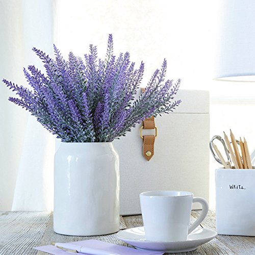 Cattree 8 Bundles Fake Purple Lavender, Artificial Flowers Plastic Plants Lifelike Bouquet Home Bridal Wedding Office Party Garden Balcony Indoor Outdoor Diy Wreath Decoration #TOP5