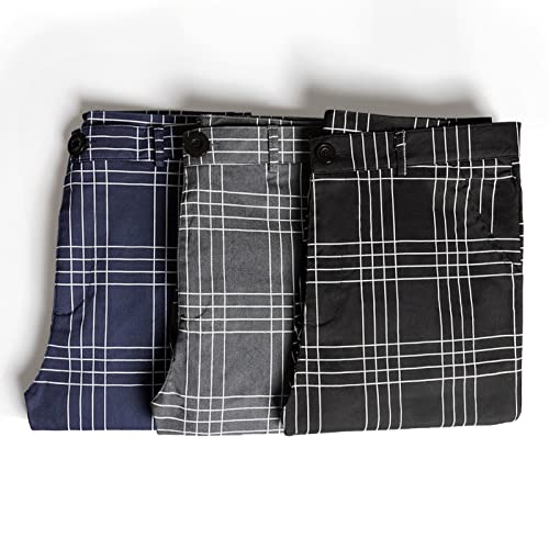 Men's Fashion Stretch Dress Pants Slim Fit Plaid Pants Business Suit Pants Casual Golf Pants3