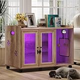 Cat Litter Box Enclosure Furniture: Hidden Litter Boxes with Cat Scratching Board - Cat House Furniture with Storage - Litter Box Furniture with Divider for Indoor Cats Wood, 31 x 20 x 23 Inches