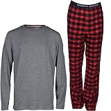 Tommy Hilfiger Jungen LS Woven Pant Set Pyjamaset, Grey Ht/Ombre Plaid, 8-10 Jahre