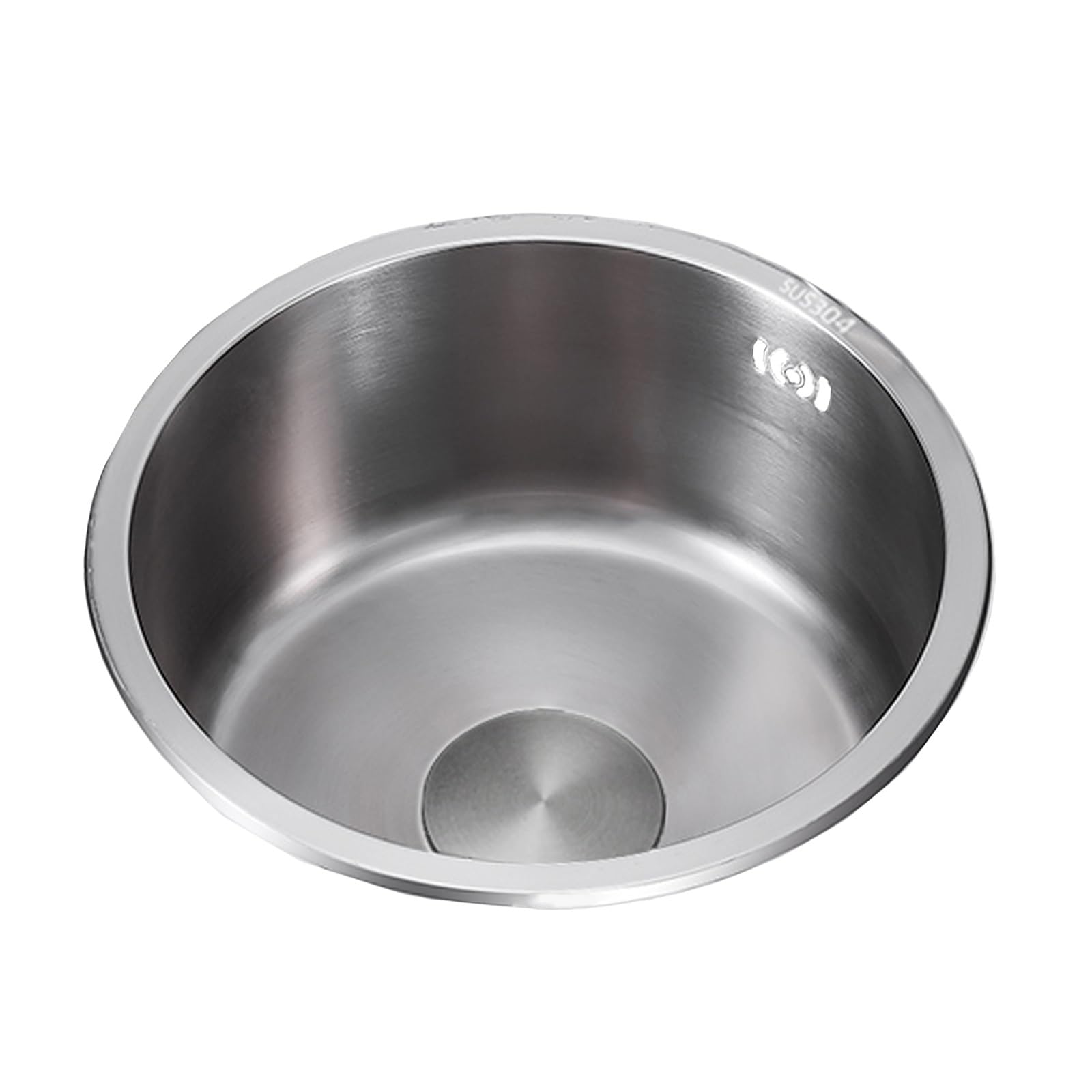 Évier de cuisine rond cuve inox 304 argenté anti-rayure 30 cm