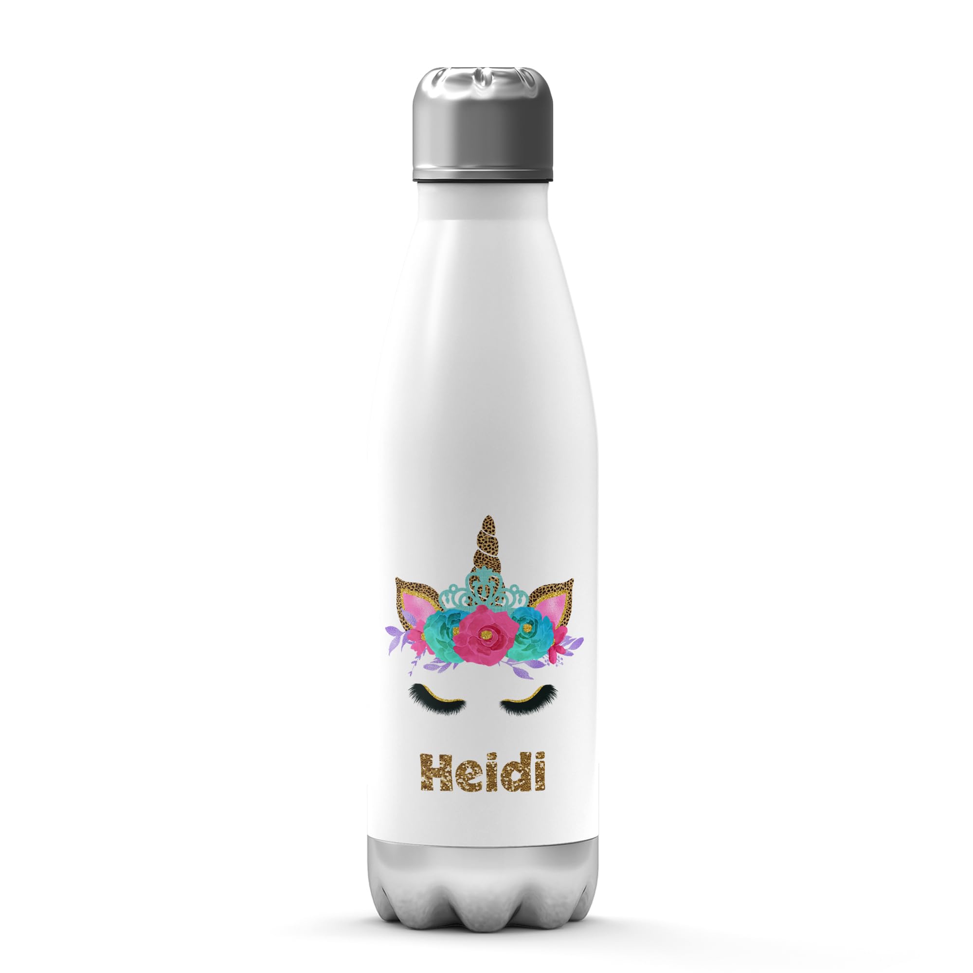 Print Maniacs Stainless Steel Thermal Water Bottle Vacuum Insulated Metal Water Bottle for 12 Hours Hot & 24 Hours Cold Drinks Sports Flask Great for School Work Gym Travel 500ml Wild Unicorn (White)