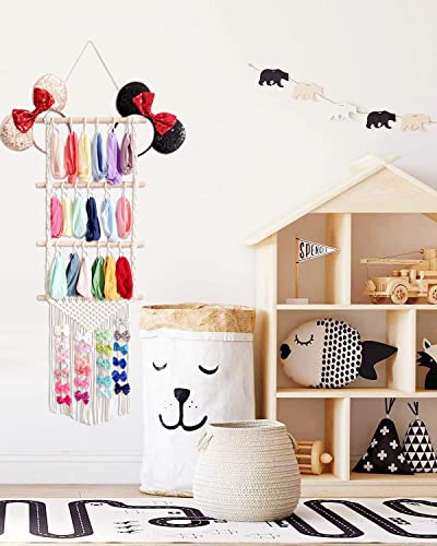 Drgacpge Baby Girl Hair Accessories Hair Clip Headband Hairband Hanging Storage Rack, Pure Hand-Woven Storage Rack, Bohemian Home Wall Decor Style #TOP2