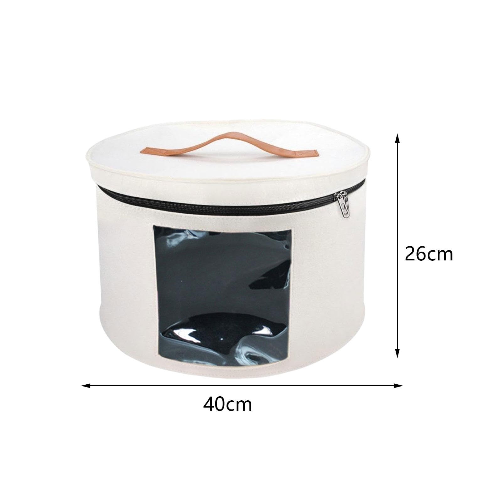Baoblaze Scatola per Cappelli Scatola per Cappelli con Coperchio Antipolvere per Donna Uomo Organizzatore per Cappelli Pieghevole Scatola per Cappelli Rotonda, Bianco 40x26 cm