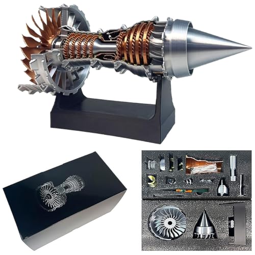 Modelo giratorio de motor turborreactor de avión de simulación a escala 1/25, kit de modelo de motor a reacción turbofán TR900, juguete educativo de ciencia mecánica y decoración de escritorio.