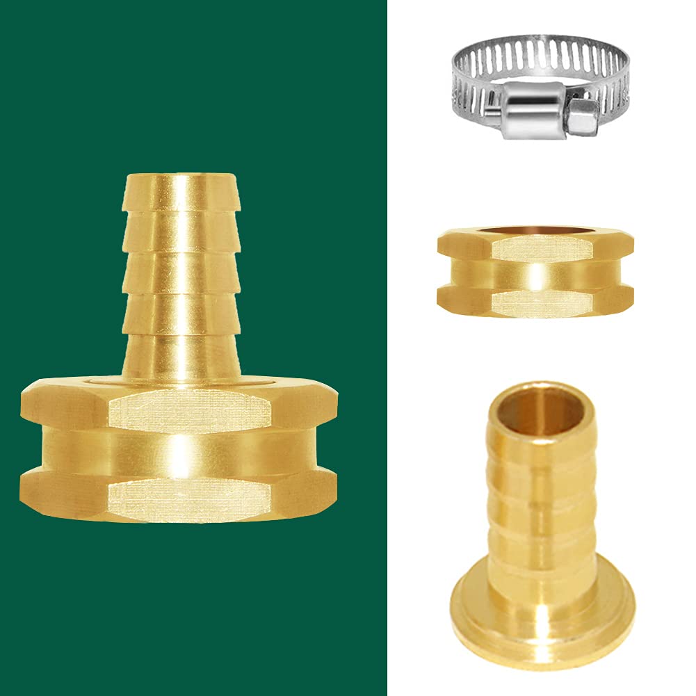 Joywayus 6 szt. 1/2 cala Barb x 3/4" żeński gwint GHT obrotowy sześciokątny mosiężny ogrodowy wąż wodny złącze miedziane złączka z zaciskiem ze stali nierdzewnej dom / łódź / trawnik / myjnia
