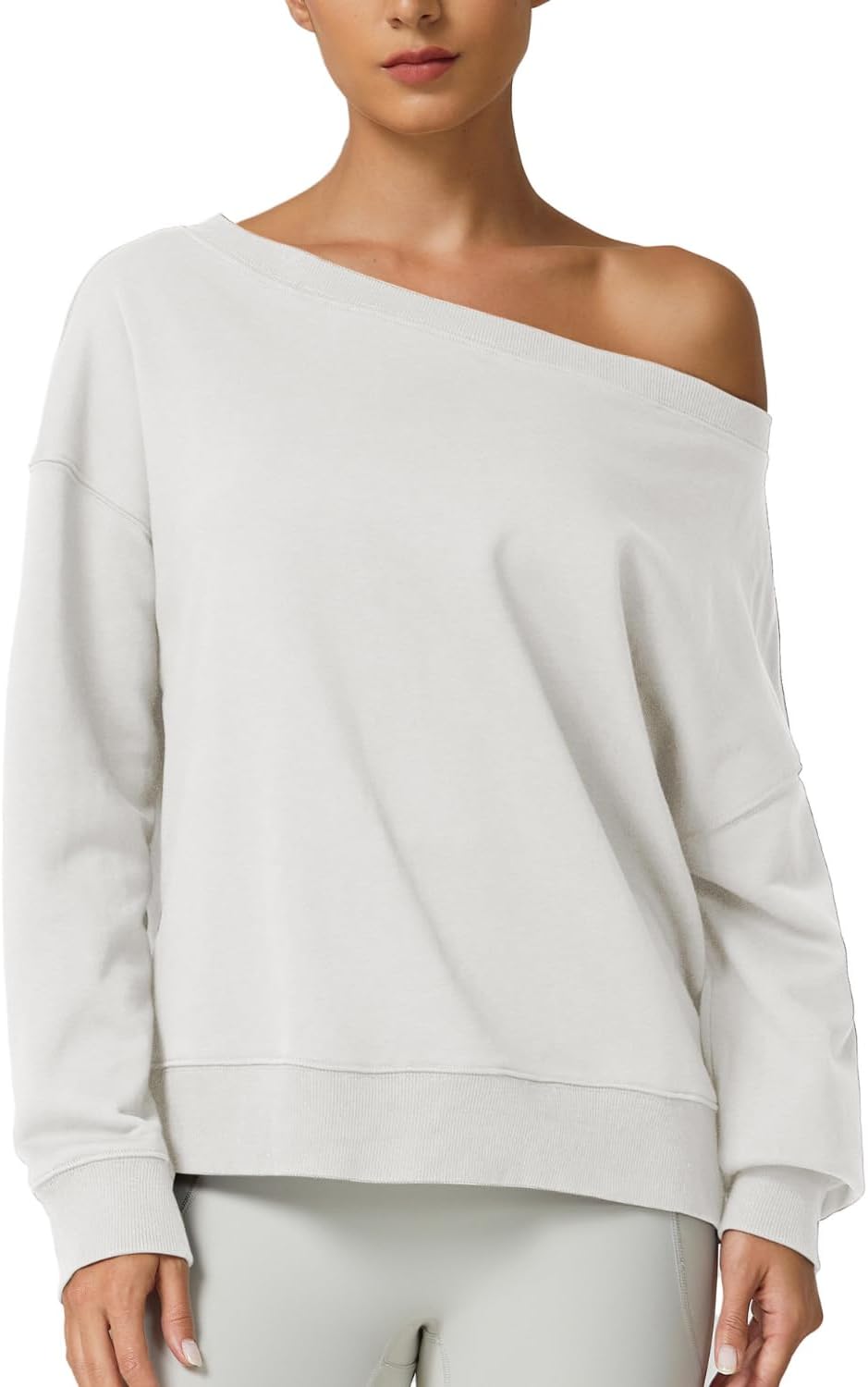 QINSEN Womens Oversized Sweatshirt Long Sleeve Off The Shoulder Pullover Casual Comfy Fall Outfits