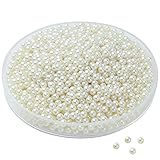 Makeup Pearls Round Beads Art Faux Beans Filling & Decorate Makeup Brush Lipstick Holder Box, 8mm 1300pcs (Ivory)