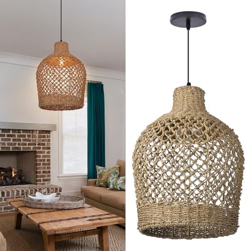Arturesthome Rattan Pendant Light Woven Chandelier Handwoven Boho...