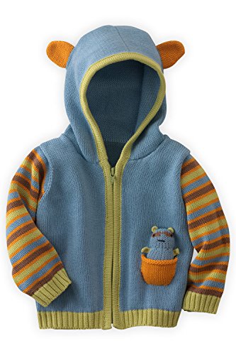 Joobles Organic Baby Cardigan Sweater - Racky The Raccoon (6-12 Mos) Blue