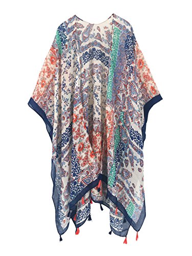 Moss Rose Women Boho Print Kimono Cardigan Loose Cover Up Casual Blouse Tops #TOP1