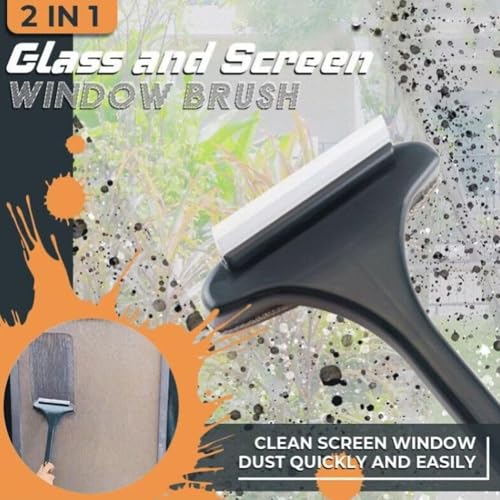 Image of SOVELY Brush 2 in 1 Mesh Cleaning Brush & Wiper with Extended Handle Window Cleaning Brush Net Cleaner,Magic Window Cleaner Brush, Window Mesh Cleaner Double-Sided, Multi Color,1 Pc