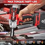 Cordless Impact Wrench,1000N.m(740 ft-lbs) High Torque Brushless 1/2 inch Impact Gun,2x 4.0Ah Battery,6000 RPM (3 in 1) Power Impact Driver for Car/Home/Lawn Mower - Image 4