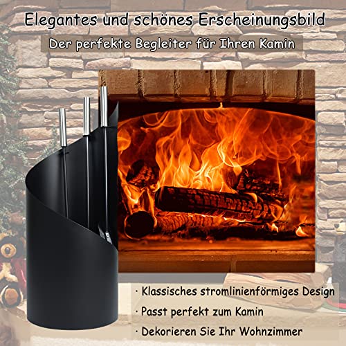 NAIZY Kaminzubehör Edelstahl Kaminbesteck mit Beschichtet und Sichtschutz für Küche Haushalt Wohnen Wohnaccessoires Deko Kaminreinigungsset-6