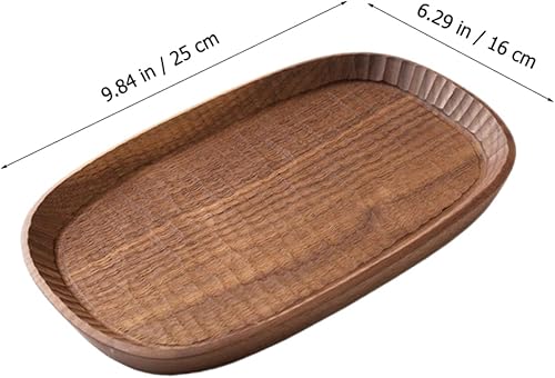 Miniatura 2 de Baluue 3pcs Walnut Snack Plate Coffee Table Trays Cupcake Toppers Party Food Plates Kitchen Countertop Tray Desk Topper Bandejas Decorativas para