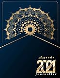 Agenda 2021 journalier: Planificateur 2021 -bleu- grand format (21.59x27.94)cm- une page par jour , 365 jours , avec horaire 08h00 à 20h30 (toutes les ... de janvier a décembre 2021,1 jour = 1page