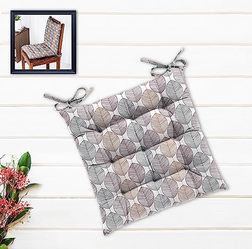 Image of Oasis Hometex 16x16 Inch Cotton Shell with Mixed Fiber Filled Printed | Dining Chair Cushion | Soft Thick Seat Cushion for Dining Chairs, Home & Office Chair Cushion - Multi Color Leaf (Pack of 1)