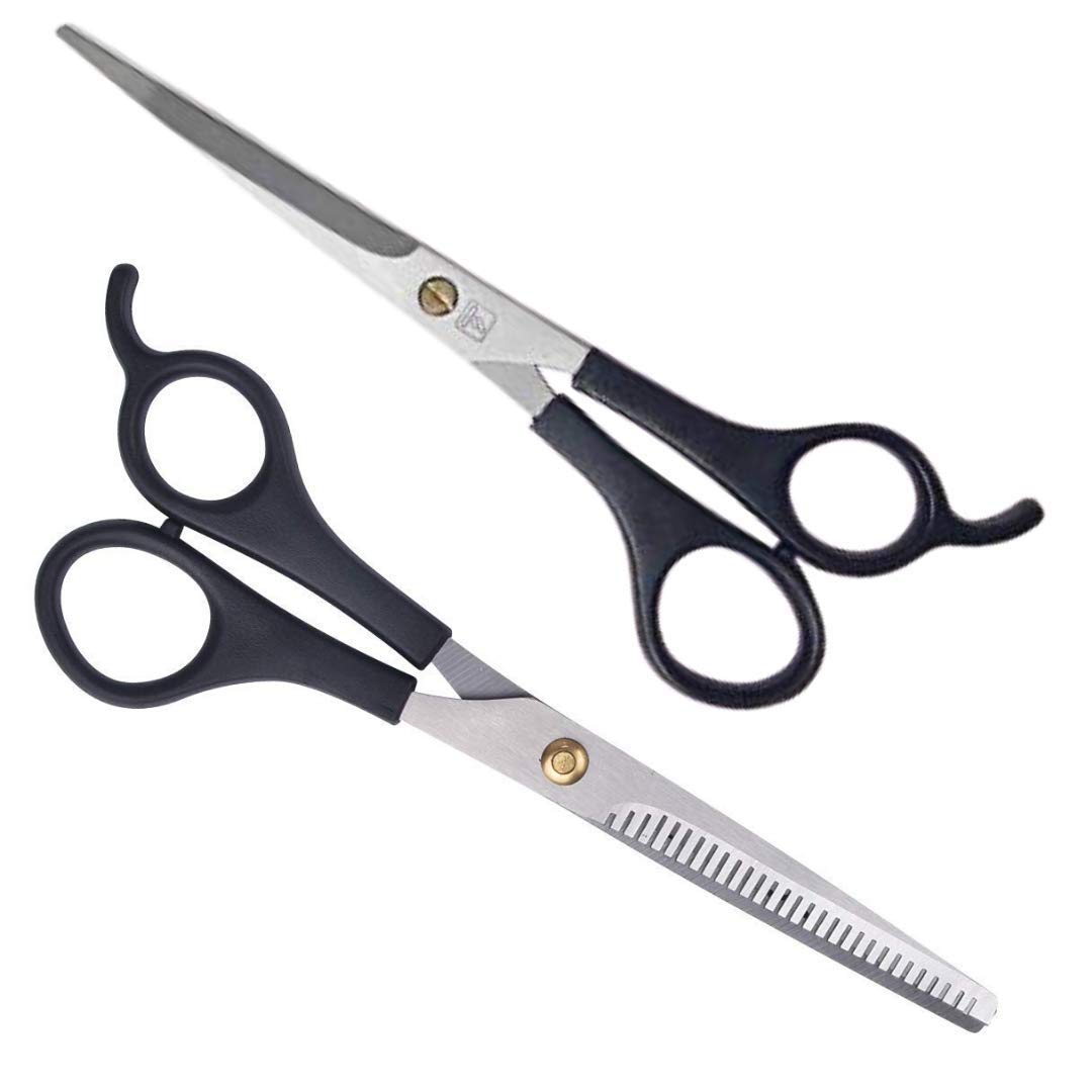 TWIERY Long Professional Sharp Stainless Steel Hair Cutting Scissor With Double Thinning Scissor 6.5 Inch (Set Of 2)-image-30