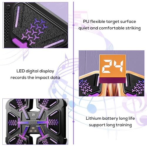 GOMETY Music Boxing Machine, Bluetooth LED Musik Boxmaschine für Erwachsene mit LED-Licht und Boxhandschuhen, 9 Geschwindigkeitsmodi & Zählmodus für Erwachsene und Kinder Bewegung/Stressabbau