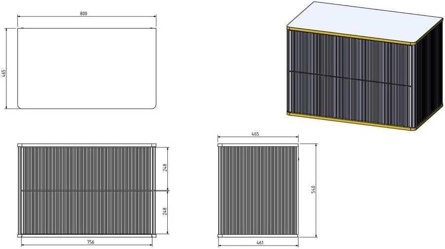 Technical drawing of the KELIZA vanity unit showing its length, depth, and height dimensions.