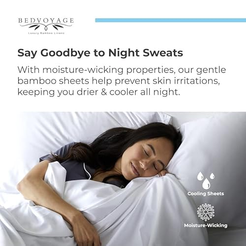 Bedvoyage 100% Organically Grown Viscose Derived From Bamboo - Cooling Bedding Sheets & Pillowcases Set - 2 Pillowcases, 1 Fitted Sheet, 1 Flat Sheet, & Linen Bag - Soft Bed Sheets Platinum #TOP3