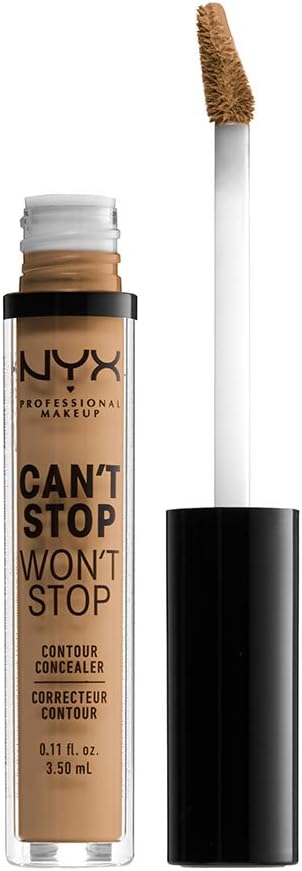 NYX Professional Full Coverage Concealer, 24 Hour Longevity, Can't Stop Won't Stop Contour Makeup Concealer, Matte Finish, Shine Control, Long Lasting, Vegan Formula, Shade: Golden