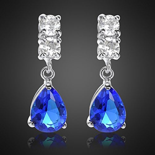 [RIZILIA TEARDROP] Dangle Drop Pierced Earrings with Pear Cut CZ [4 Colors available] in White Gold Plated, Simple Modern Elegant - Image 2