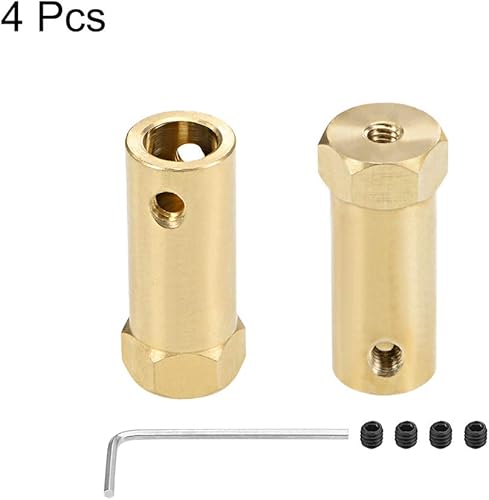 Miniatura 3 de uxcell Acoplador hexagonal de 0.315 in de diámetro del motor hexagonal de latón conector de acoplamiento para ruedas de coche, neumáticos, motor de