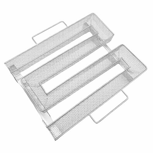 Ubric M-förmiges Räuchertablett Aus Edelstahl Mit 2 Haken Und Bürste Für Barbecue Und Smoker, Lachssteak-Wurst