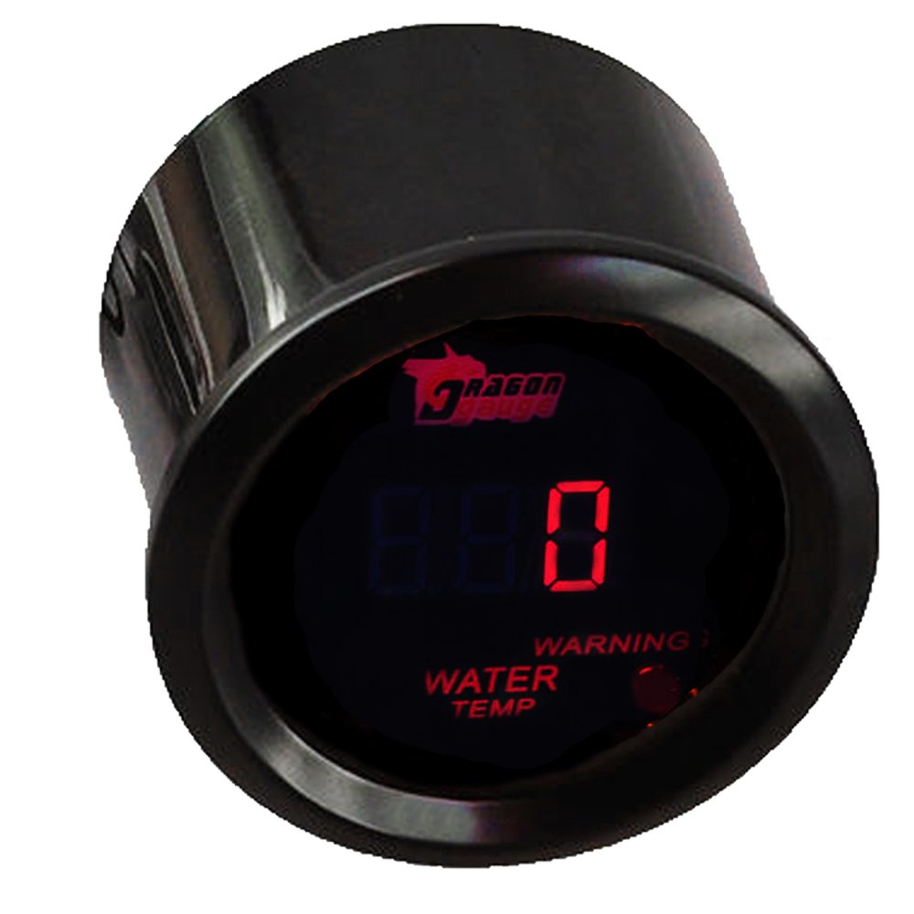 2" 52mm Noir Voiture Moteur Numérique Lumière Rouge de LED Indicateur de température de l'eau Mètre Jauge