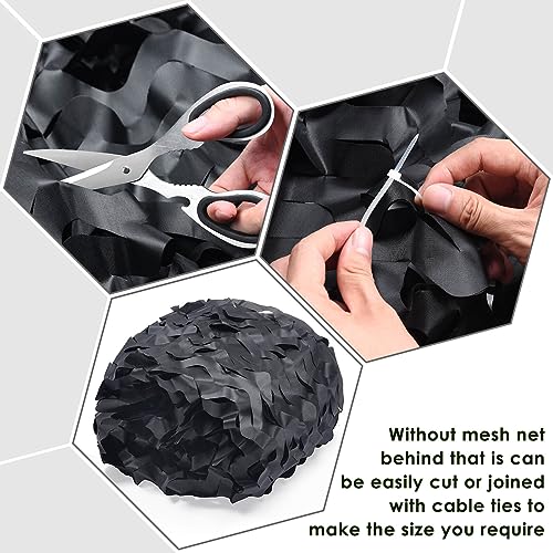 iunio Camo Netting Camouflage Netting, Camo Net Bulk Roll Camouflage Mesh Nets for Hunting Blind Deer Stand Military Party Decorations Sunshade Shooting (Black 4.9ft*32.8ft/1.5m*10m)