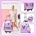 HTgroce 3PCS Rolling Backpack Set, Sequin Wheeled School Bag for Kindergarten & Elementary School, Purple Love