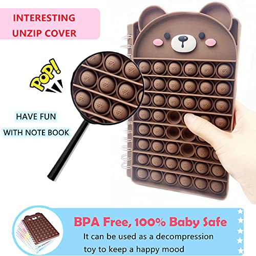 7Iper Pop Notebook, Push Bubble Spiral Notebooks Fidget Toys, Cute Composition Notebooks, College Ruled Notebooks, Protable For School Office Gifts (A5 Bear) #TOP5