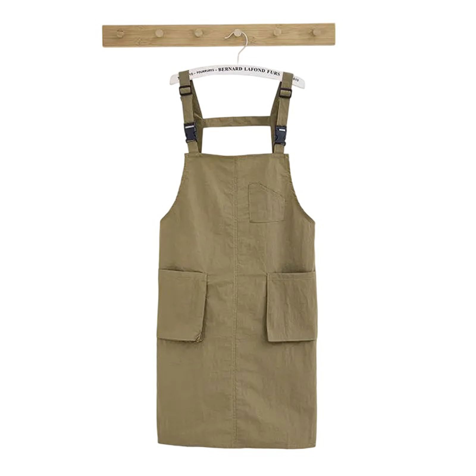 Grembiule da donna con fibbie regolabili, tinta unita, con tasche per cucinare, giardinaggio e barbiere