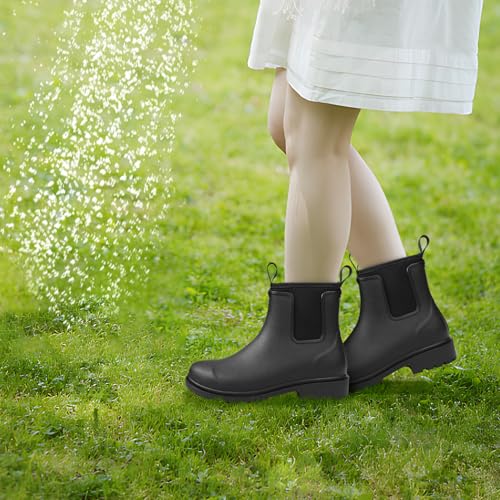 DKSUKO Women's Deck Boots Waterproof Ankle Rain Boots Non-Slip Rubber Fishing Boot Outdoor Work Shoes for Boating Gardening Farming3