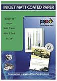 PPD 50 Sheets Inkjet Matte Photo Paper 11x14 49lbs 180gsm 9.5mil High Resolution Instant Dry Heavyweight (PPD-117-50)