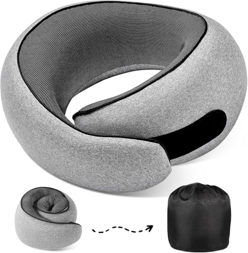Travel Neck Pillows, 100% Memory Foam Filling, Travel Pillows for...