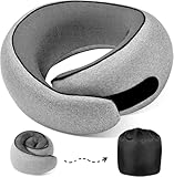4litamz Travel Neck Pillows, 100% Memory Foam Filling, Travel Pillows for Airplanes, Compact and Ergonomic Design, Best for Sleeping Plane Train Travel Essentials (Light Grey)