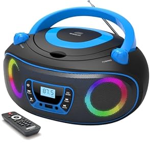 Wiithink WCD9949-EU Tragbarer CD-Player Boombox Blau/Schwarz