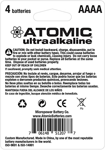 Atomic Aaaa 1.5V Lr61 E96 Mn2500 Am6 Ultra Alkaline Battery (4 Pack) #TOP1