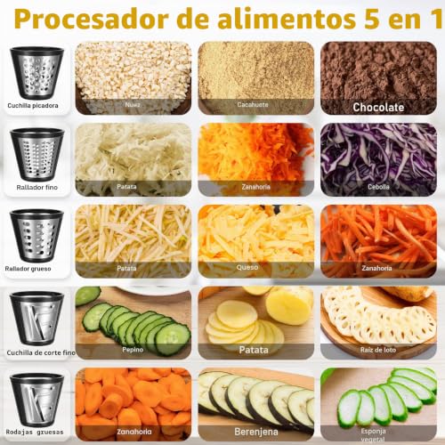 Miniatura 3 de Meykey 150 W Cortador De Verduras Eléctrico, 5 En 1 Picadora Para Verduras Multifunción