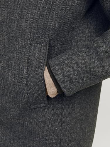 JACK & JONES Abrigo de lana para hombre, gris oscuro/patrón: herringbone, M - imagen 6