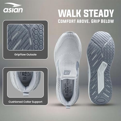 Image of ASIAN Wonderwalk Pro-13 Men's Walking Shoes | Lightweight, Breathable Sneakers with Arch Support, Cushioned Comfort & Durable Grip for Daily Walks
