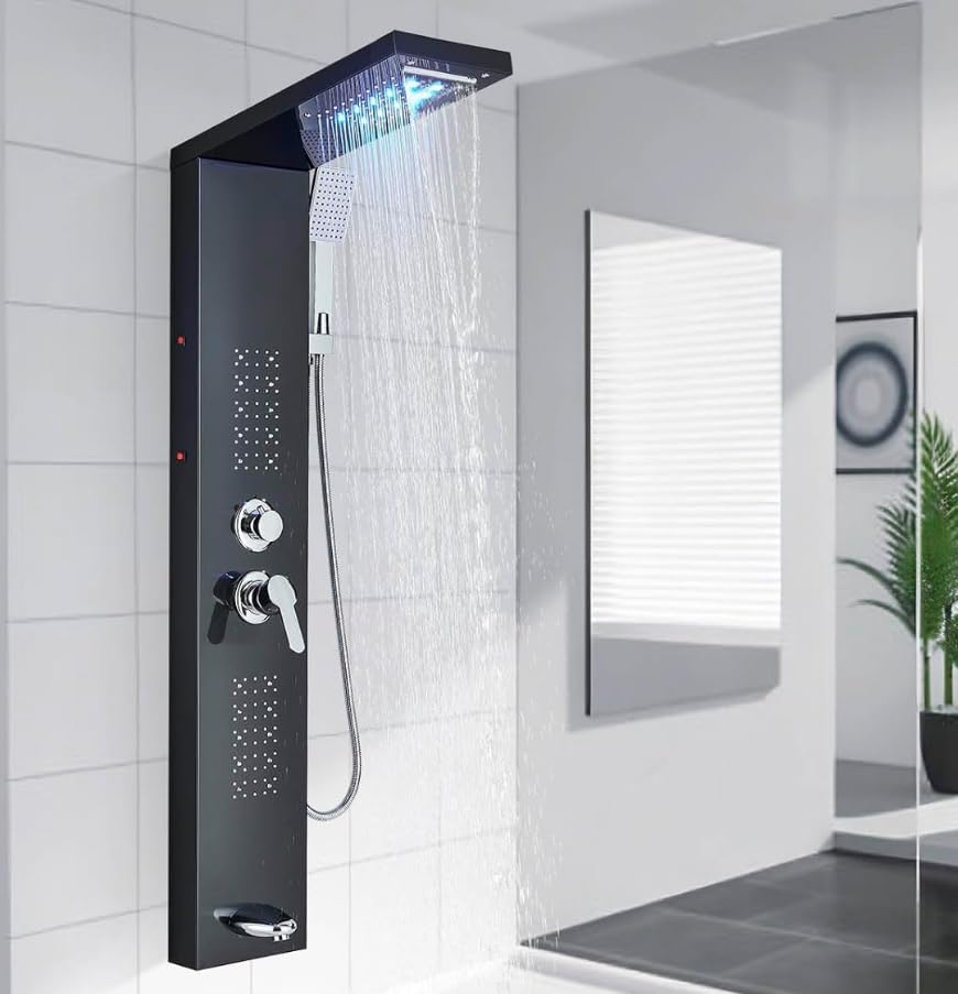 Duschpaneel mit Armatur ZAMERY 5 in 1 LED Duschpaneele Komplett...